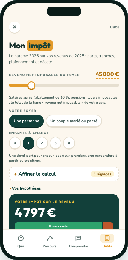 Un calculateur de l’application Aket